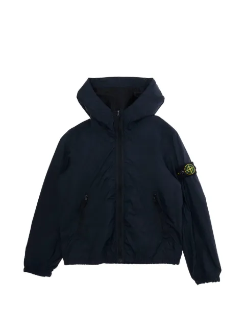 Stone Island Junior hooded logo-patch jacket