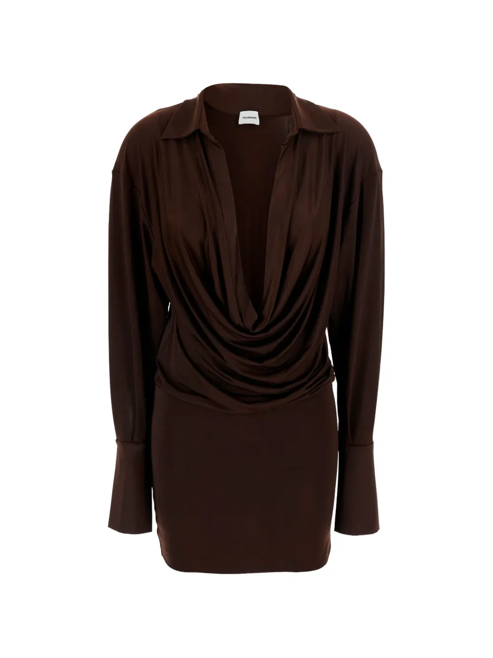 THE ANDAMANE draped long-sleeve dress - Braun