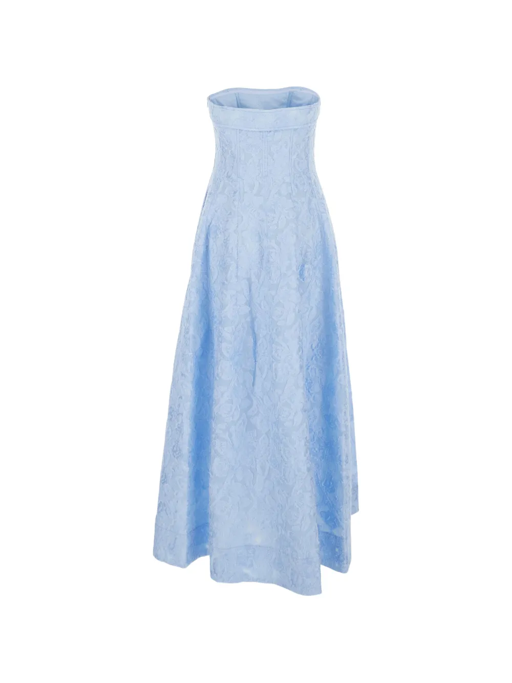 Valeria Floral-Jacquard Strapless Midi Dress
