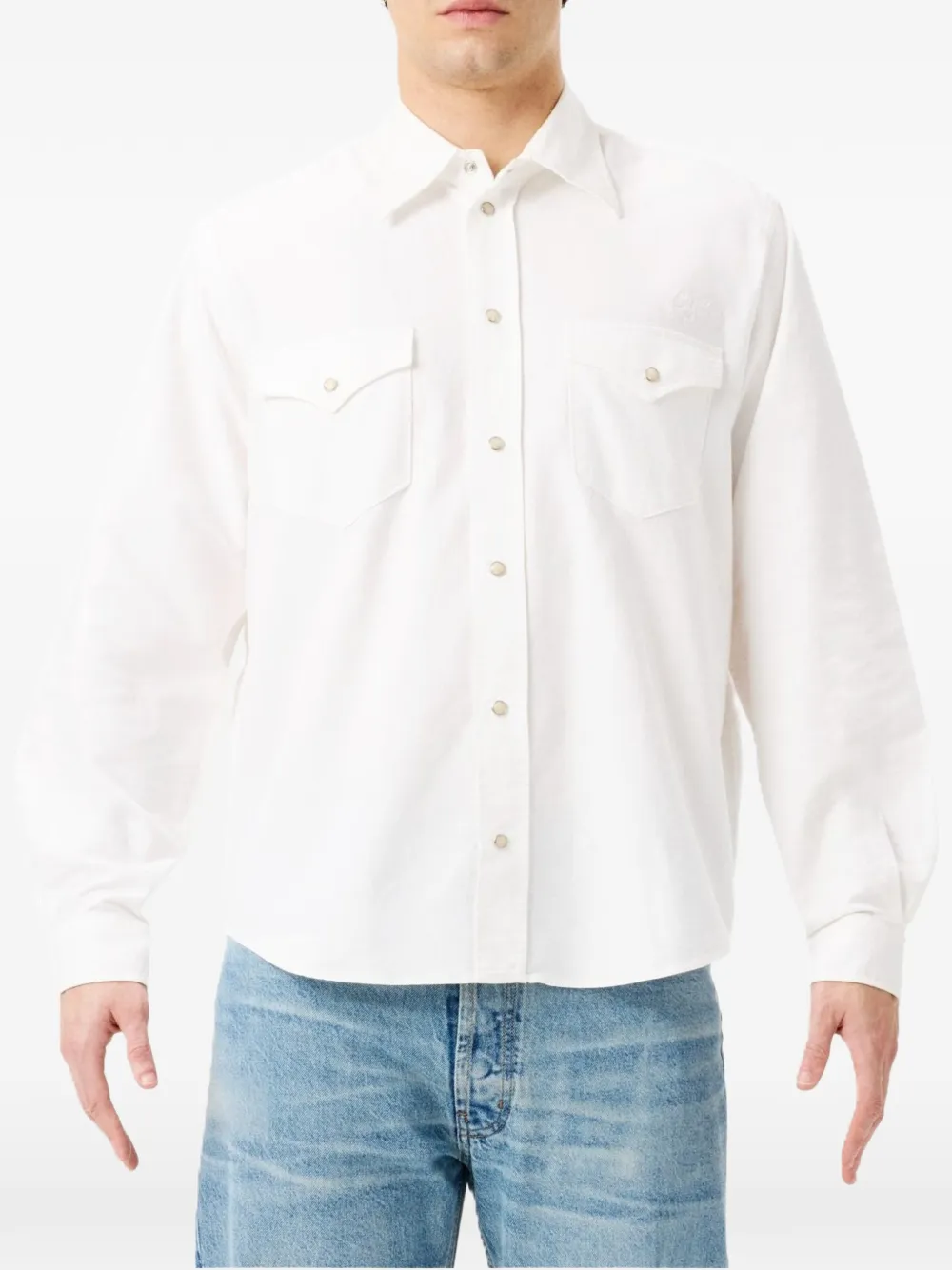 Cycle Rayan flap-pocket shirt - Weiß
