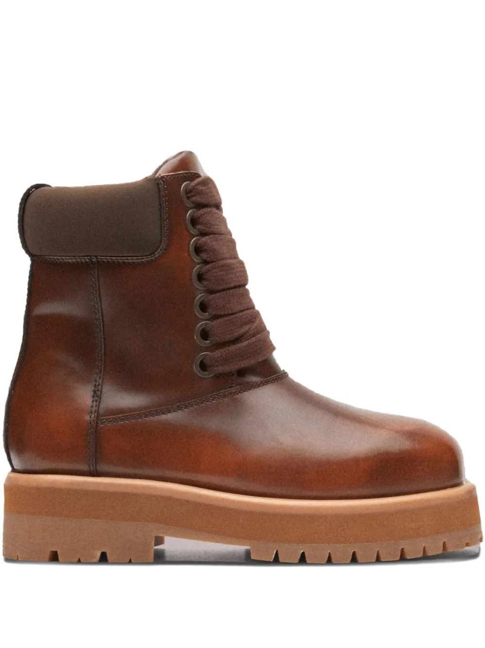 PDF lace-up fastening boots - ブラウン PDF lace-up fastening boots - ブラウン