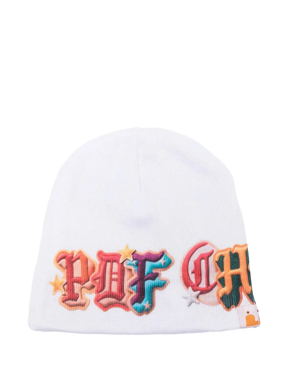 PDF logo-embroidered beanie hat - ホワイト