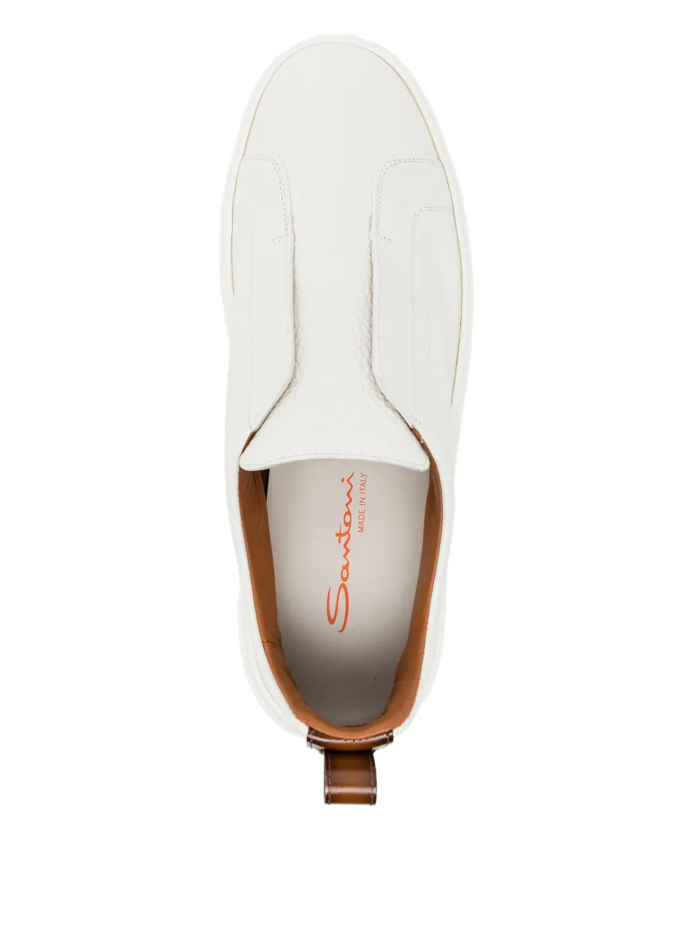 Santoni tumbled leather sneakers Wit