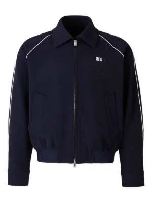FENDI logo-appliqué zip-up Jacket | Blue | FARFETCH