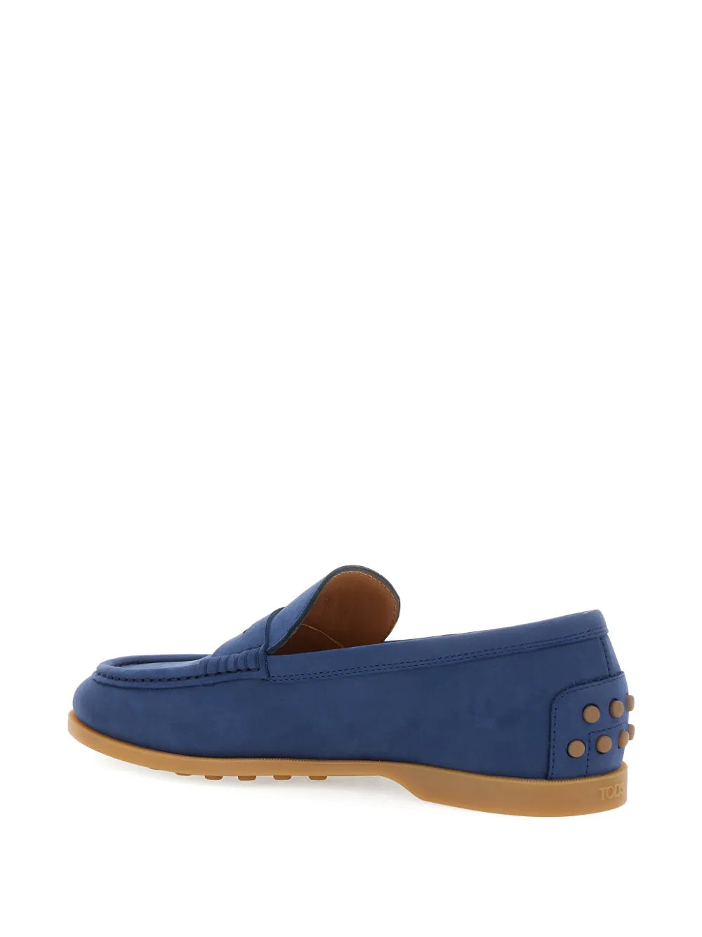 Tod's Blue Loafers With Rubber Sole And Rubber Detail On The Back In Suede Woman In Blue