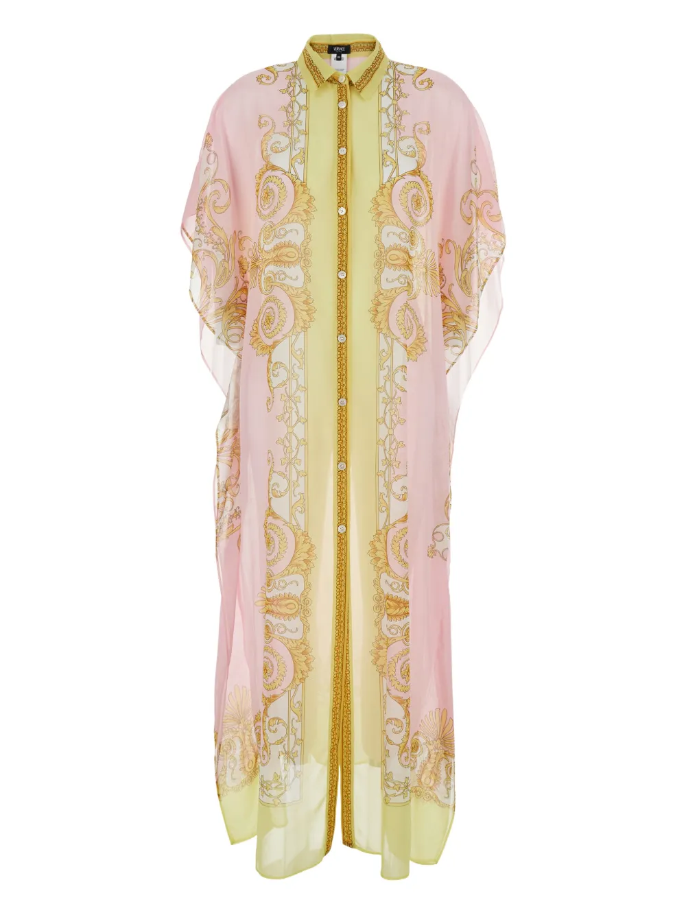 Versace buttoned baroque print dress - Rosa