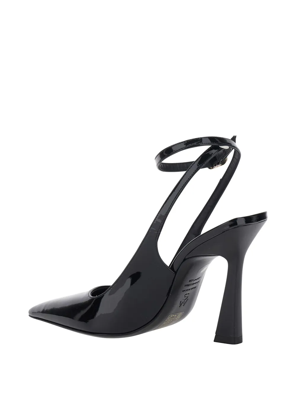 Stuart Weitzman Pumps met puntige neus en enkelbandje Zwart