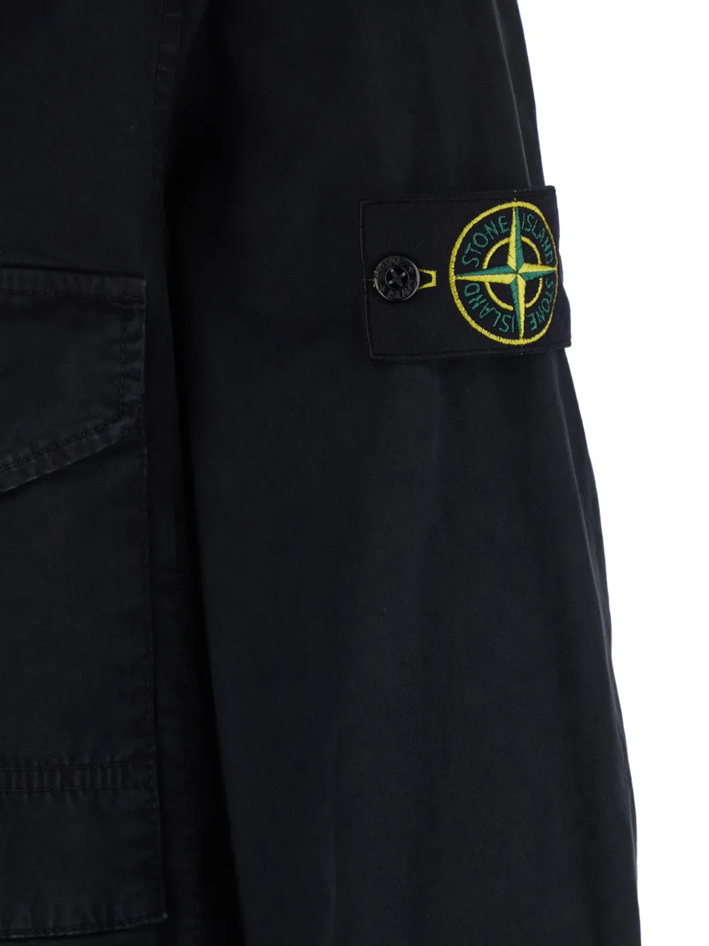  Stone Island Old Effect Pocket Peacoat - Black 