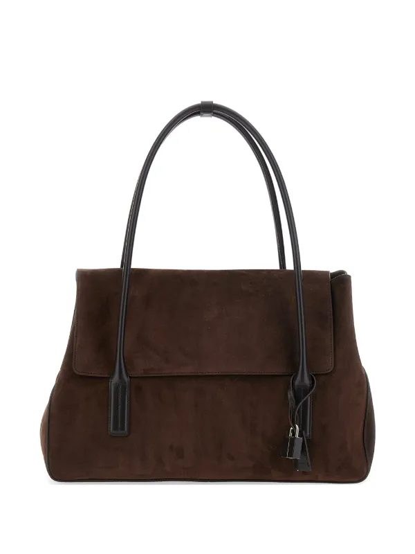 Tom Ford Suede Leather Eclipse Large Shoulder Bag in Brown