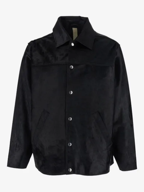 Sunflower button-fastening leather jacket