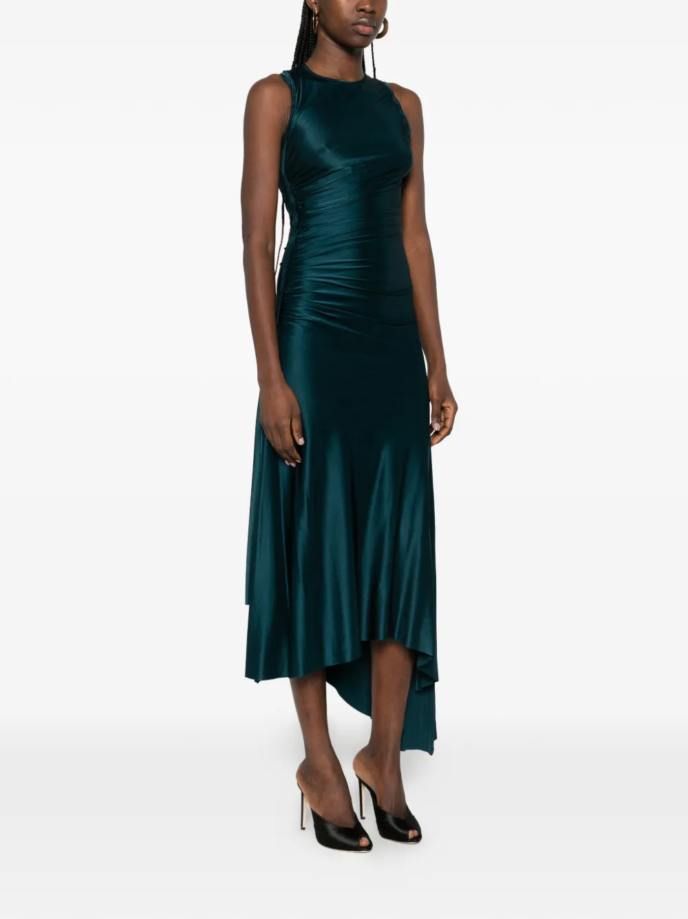 Victoria Beckham Midi-jurk met asymmetrische afwerking Blauw