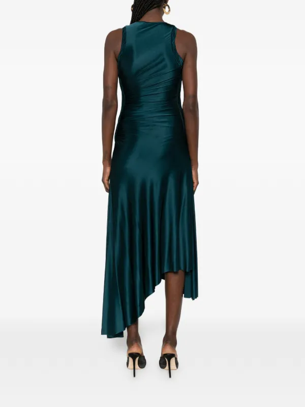 Victoria Beckham Ruched Asymmetric Midi Dress - Blue Victoria Beckham Ruched Asymmetric Midi Dress - Blue