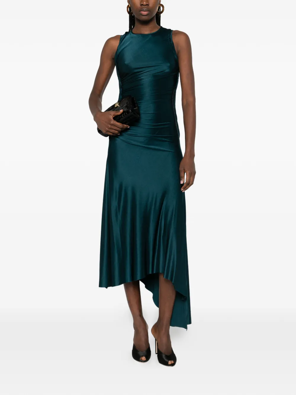 Victoria Beckham Midi-jurk met asymmetrische afwerking Blauw