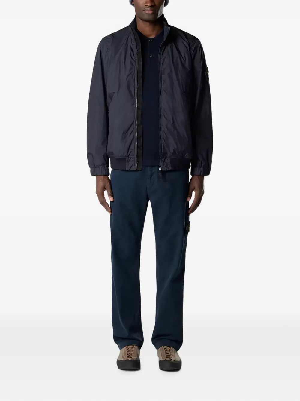 Stone Island Crinkle Reps NY jack met logopatch Zwart