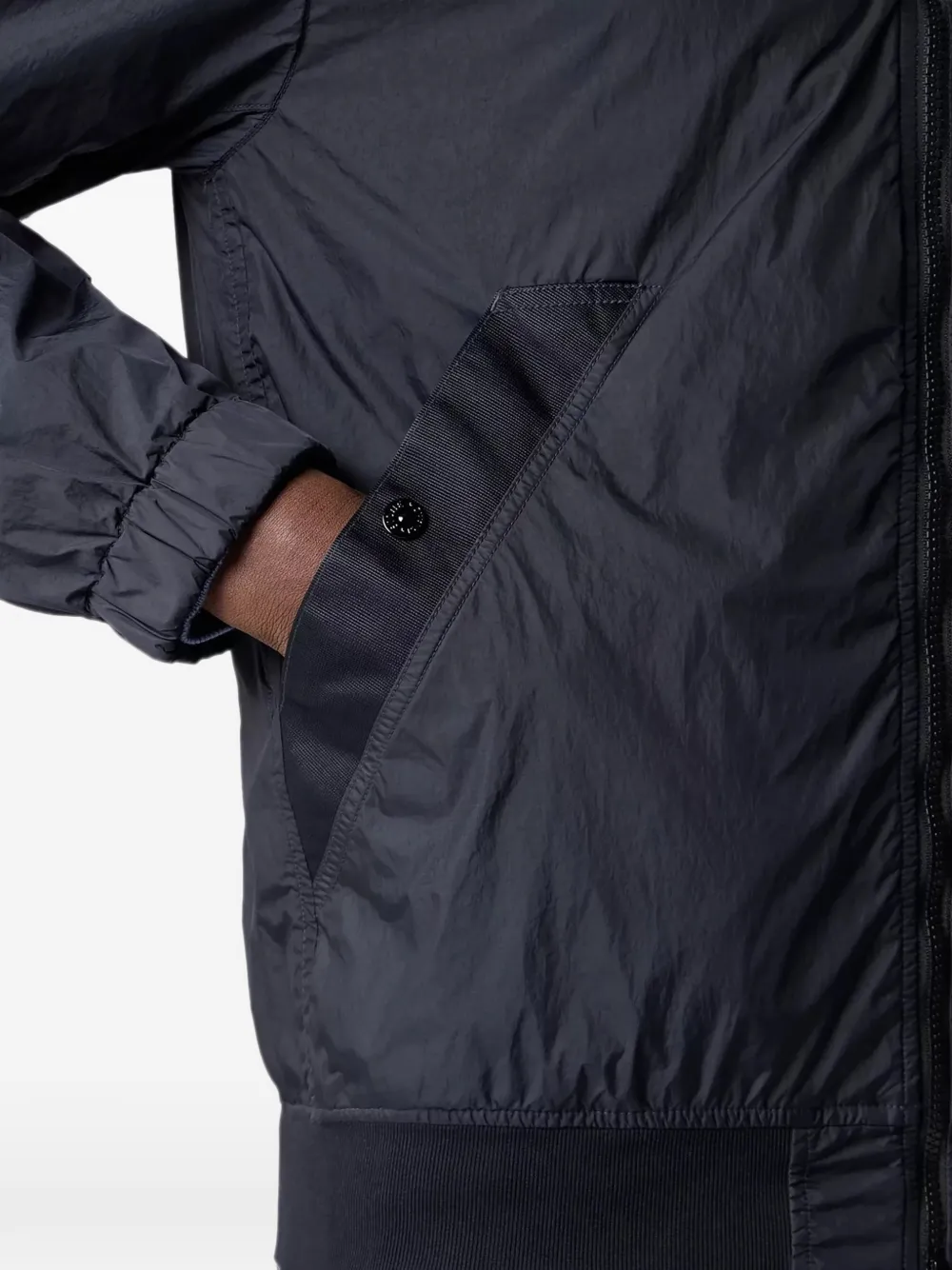 Stone Island Crinkle Reps NY jack met logopatch Zwart