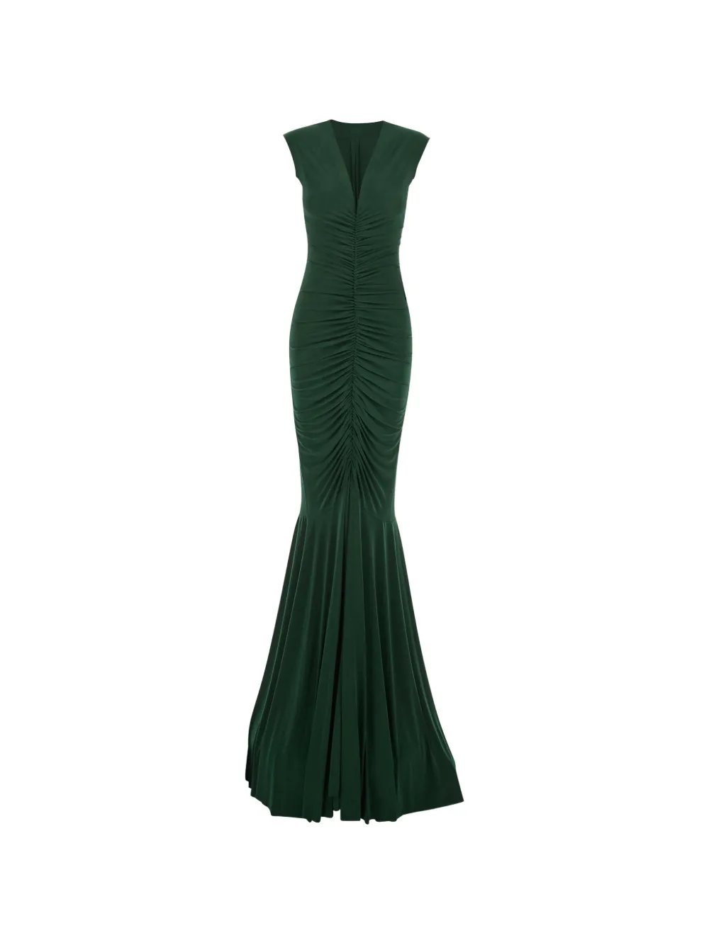 Norma Kamali V-neck ruched gown - Verde