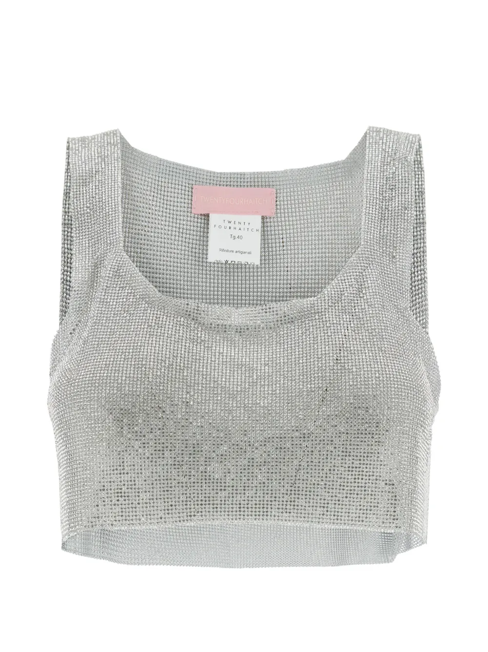 TWENTY FOURHAITCH Aten metallic top - Argento