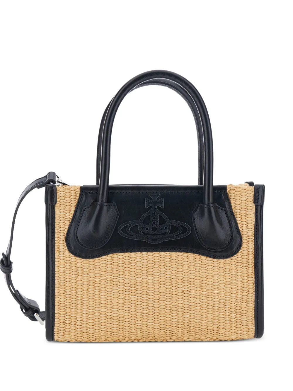 Vivienne Westwood small Troy Orb-motif woven tote bag - Neutrals