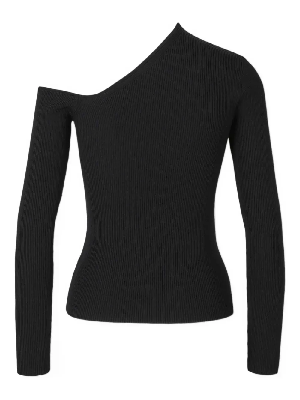 Staud Lois Ribbed Asymmetric Top In Black