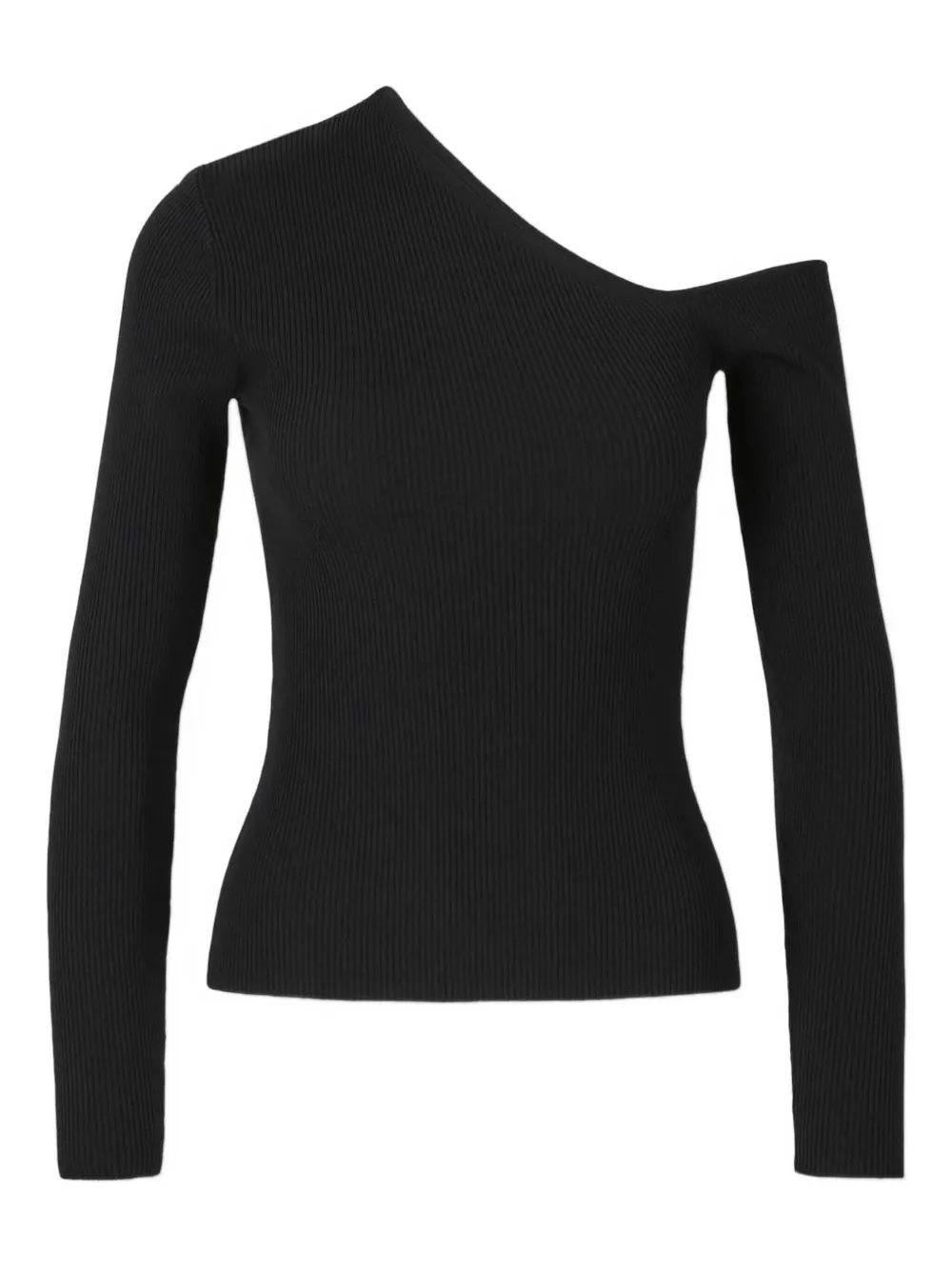 Staud Lois Ribbed Asymmetric Top In Black