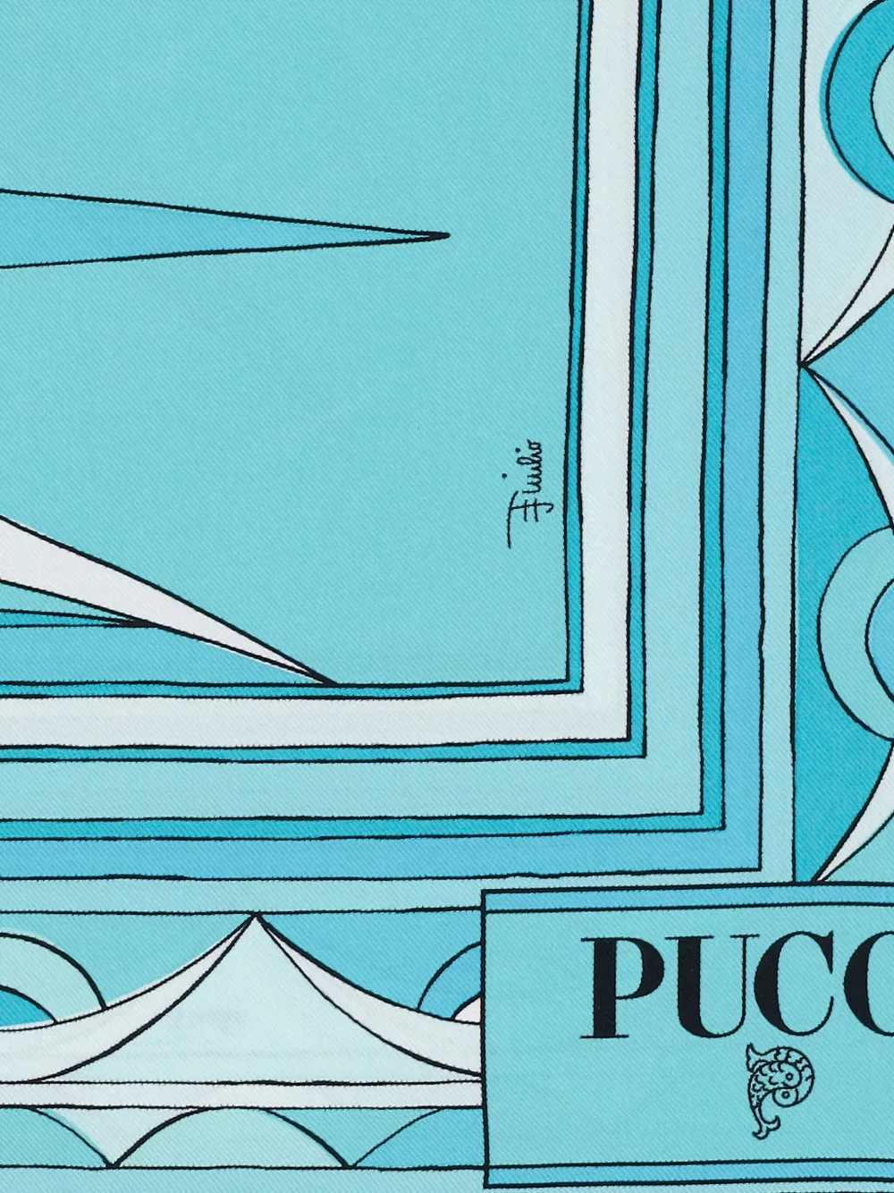 Pucci Silk Square Scarf In Blue