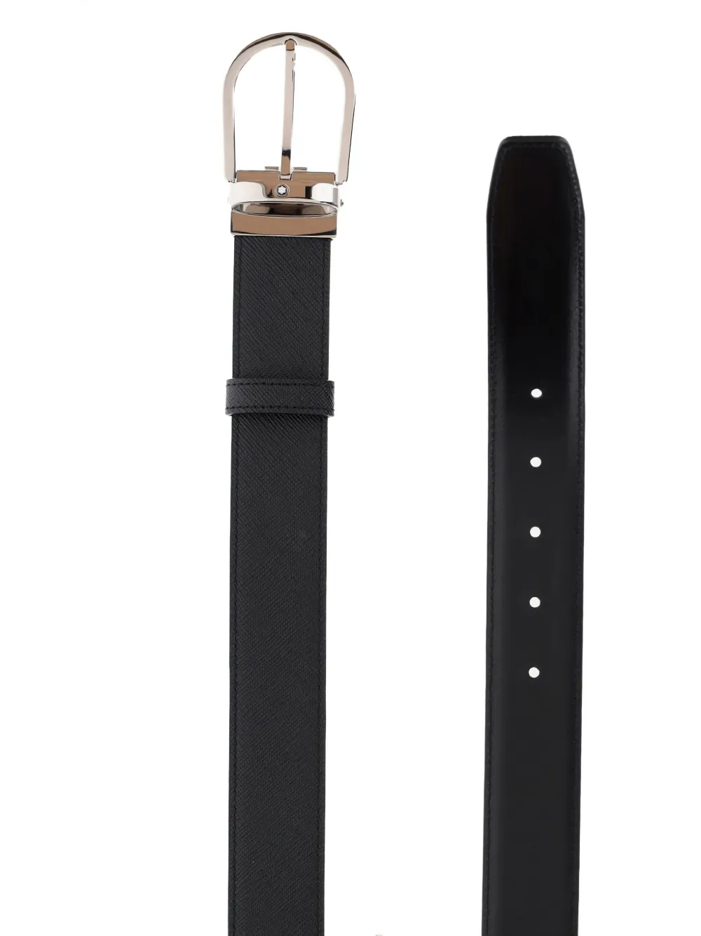 Montblanc Reversible Horseshoe Buckle Leather Belt In Black And Blue