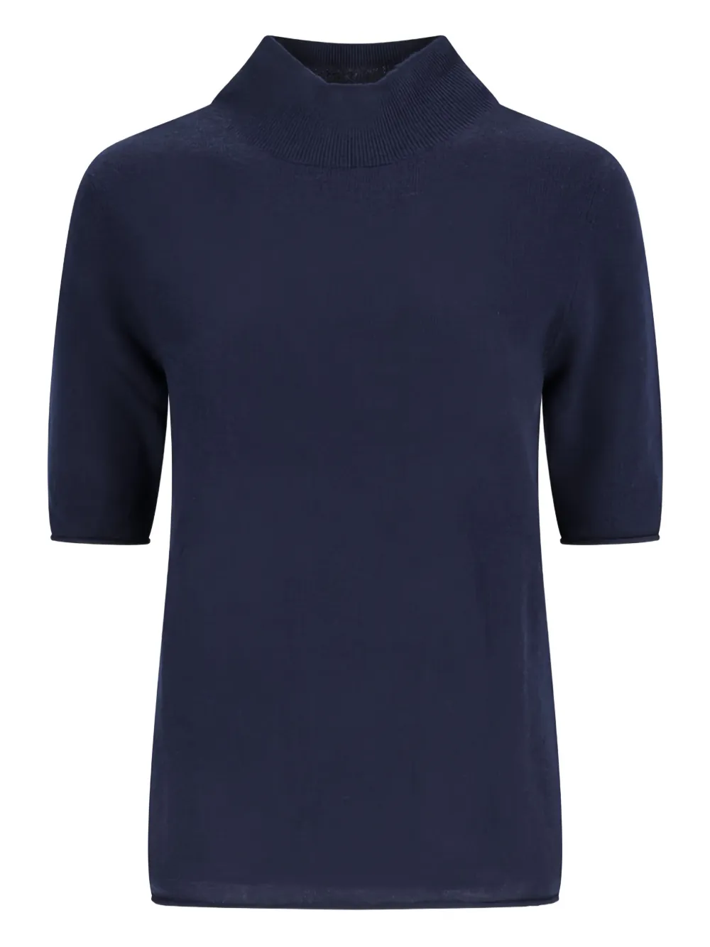 Notshy Madeleine High-neck Short-sleeve Top In Blue