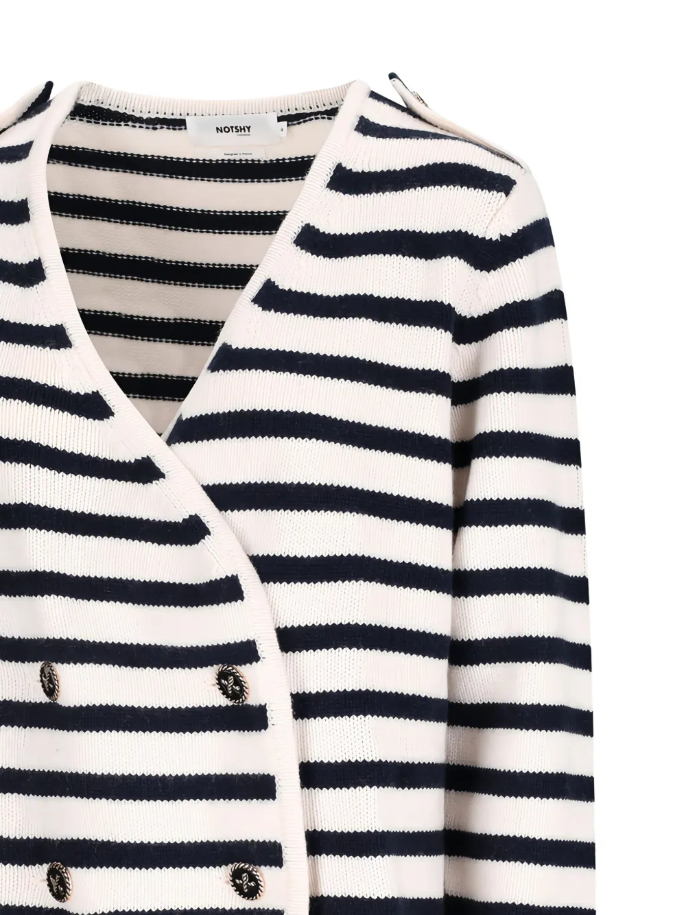 Notshy Molly Striped Double-breasted Cardigan In White