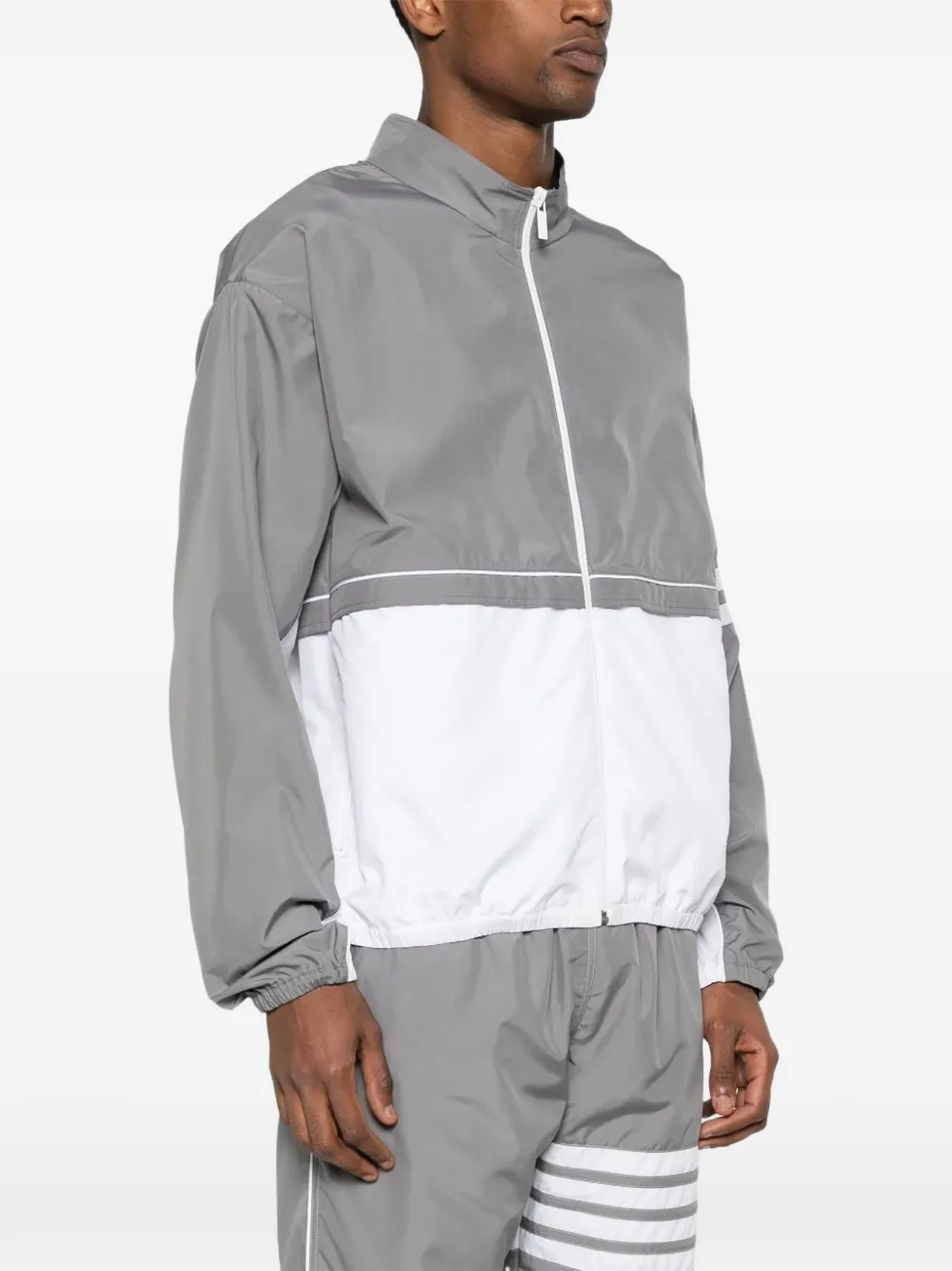 Thom Browne Colour-block Stripe Jacket In Gray