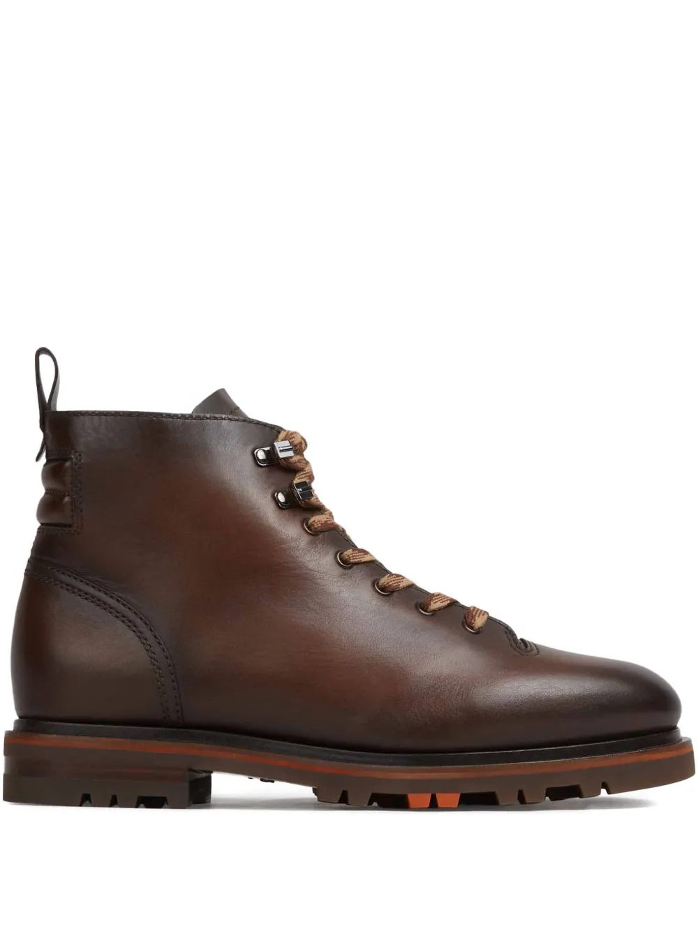 Santoni lace-up leather hiking boots - ブラウン Santoni lace-up leather hiking boots - ブラウン