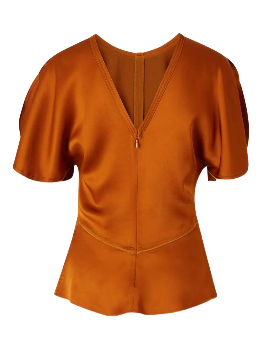 Victoria Beckham V-neck Short-sleeve Blouse In Orange