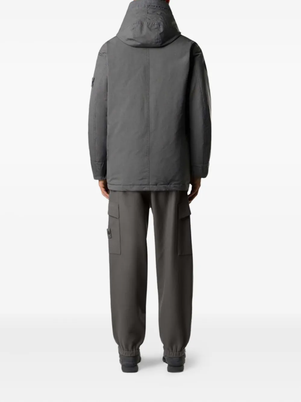 Stone Island diagonal-pocket Hooded Parka | Grey | FARFETCH