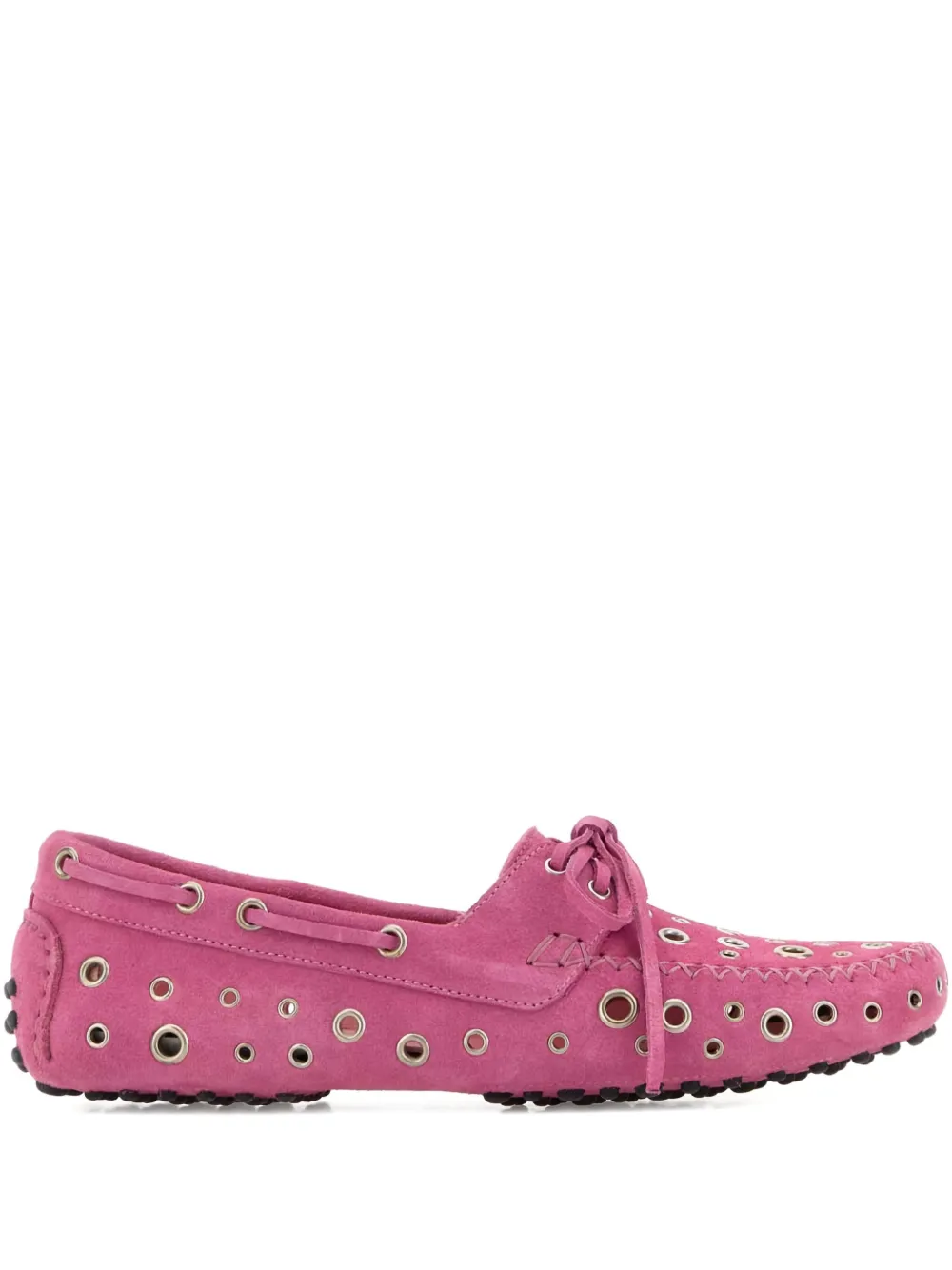 Gimaguas Suede Car Loafers Eyelet Detailing In Pink