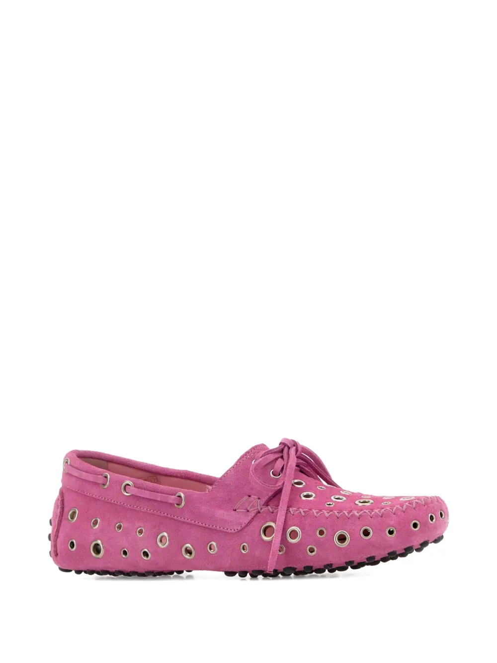 Gimaguas Suede Car Loafers Eyelet Detailing In Pink