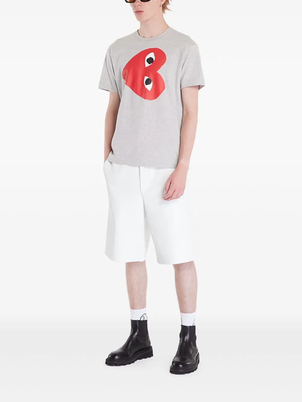 Comme Des Garçons Play Sideways heart T-shirt Grijs