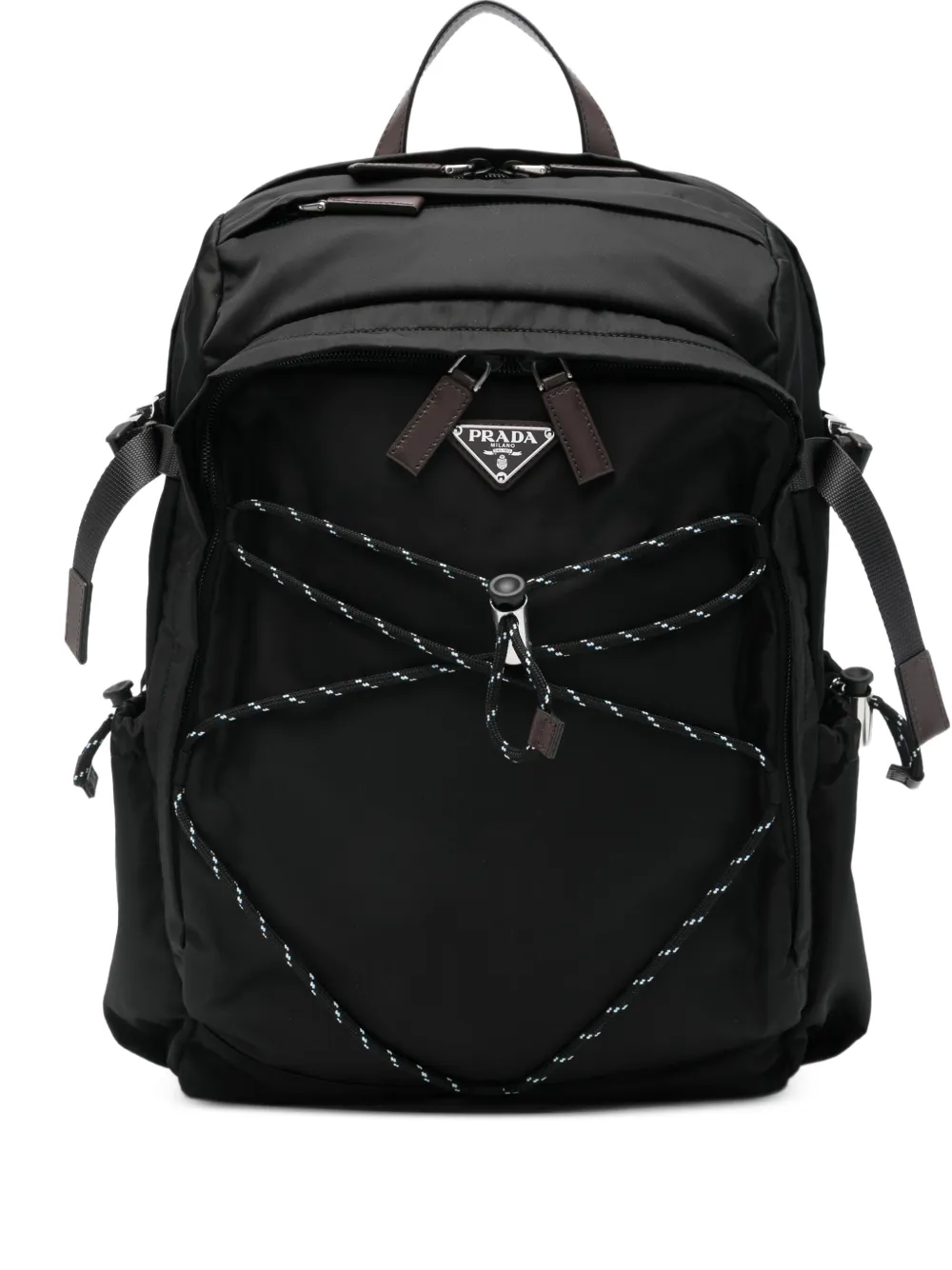 Prada logo-plaque drawstring backpack | Black | Image 1