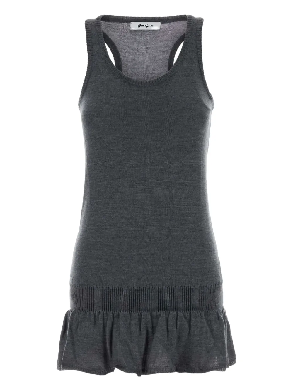 Gimaguas Mini Dress With Ruffled Hem And Trim In Brown