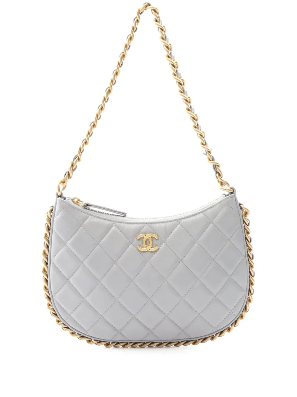 CHANEL Pre-Owned 2021-2025 CC Quilted Lambskin Chain Around Hobo CHANEL Pre-Owned 2021-2025 CC Quilted Lambskin Chain Around Hobo