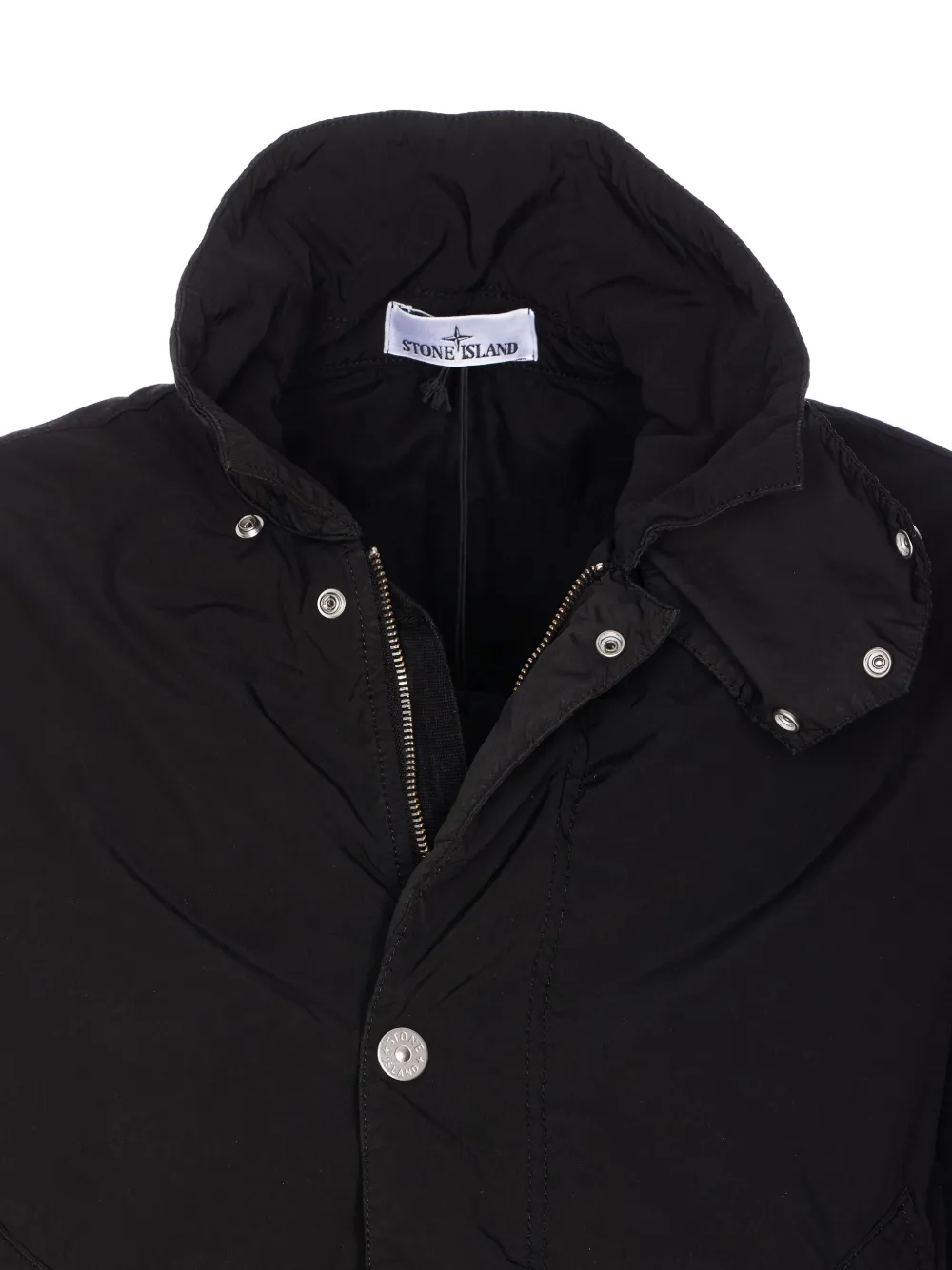 Stone Island Jack met logopatch en rits Zwart