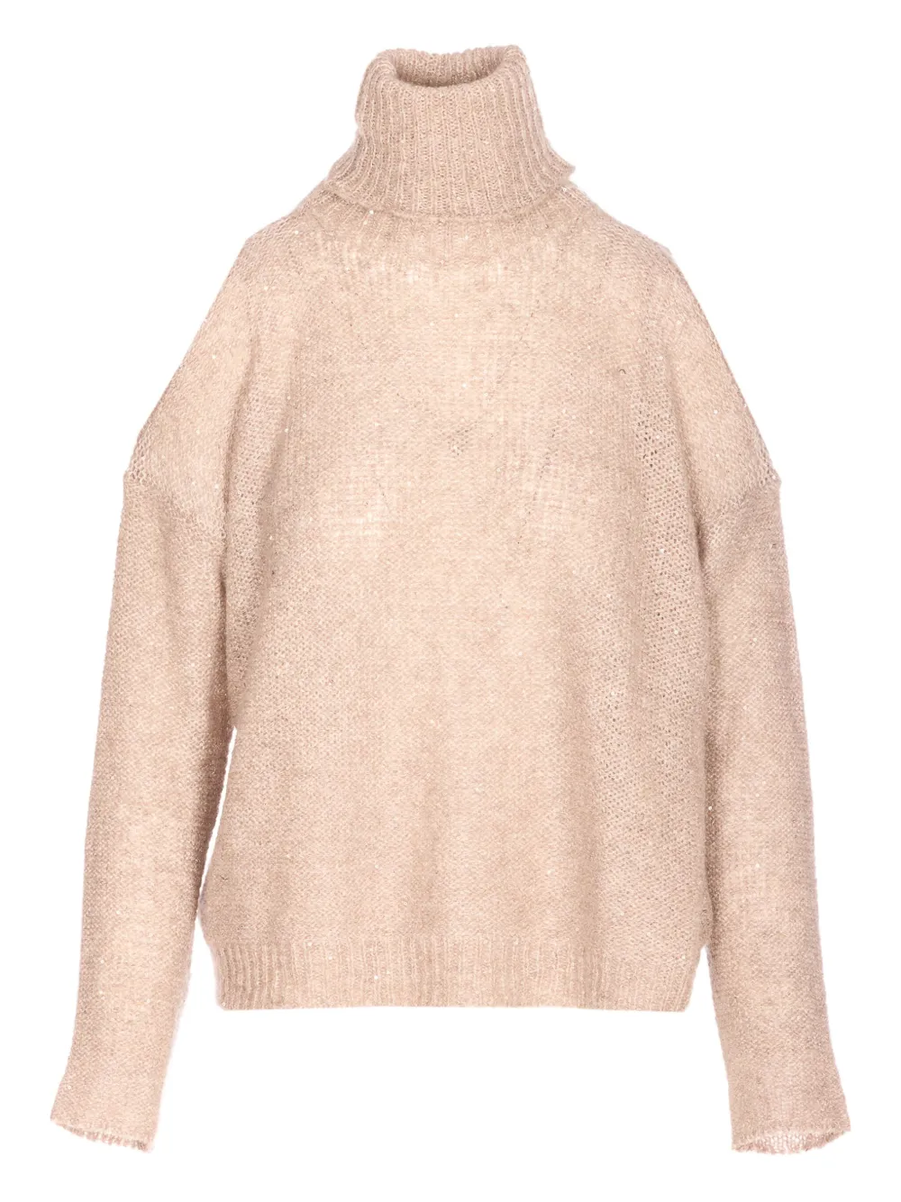 Roberto Collina High Neck Turtleneck Sweater Sequins In Neutral