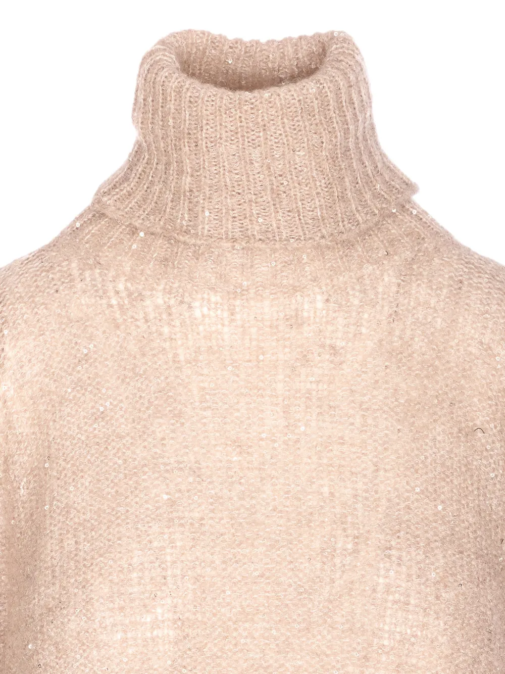 Roberto Collina High Neck Turtleneck Sweater Sequins In Neutral