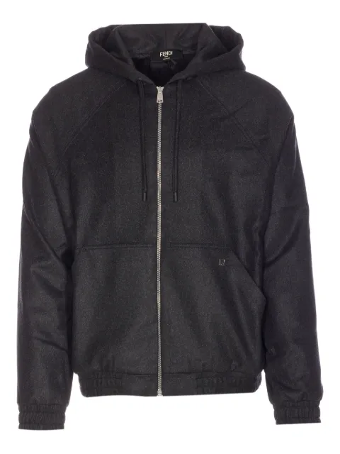 FENDI logo-plaque zip-up hoodie