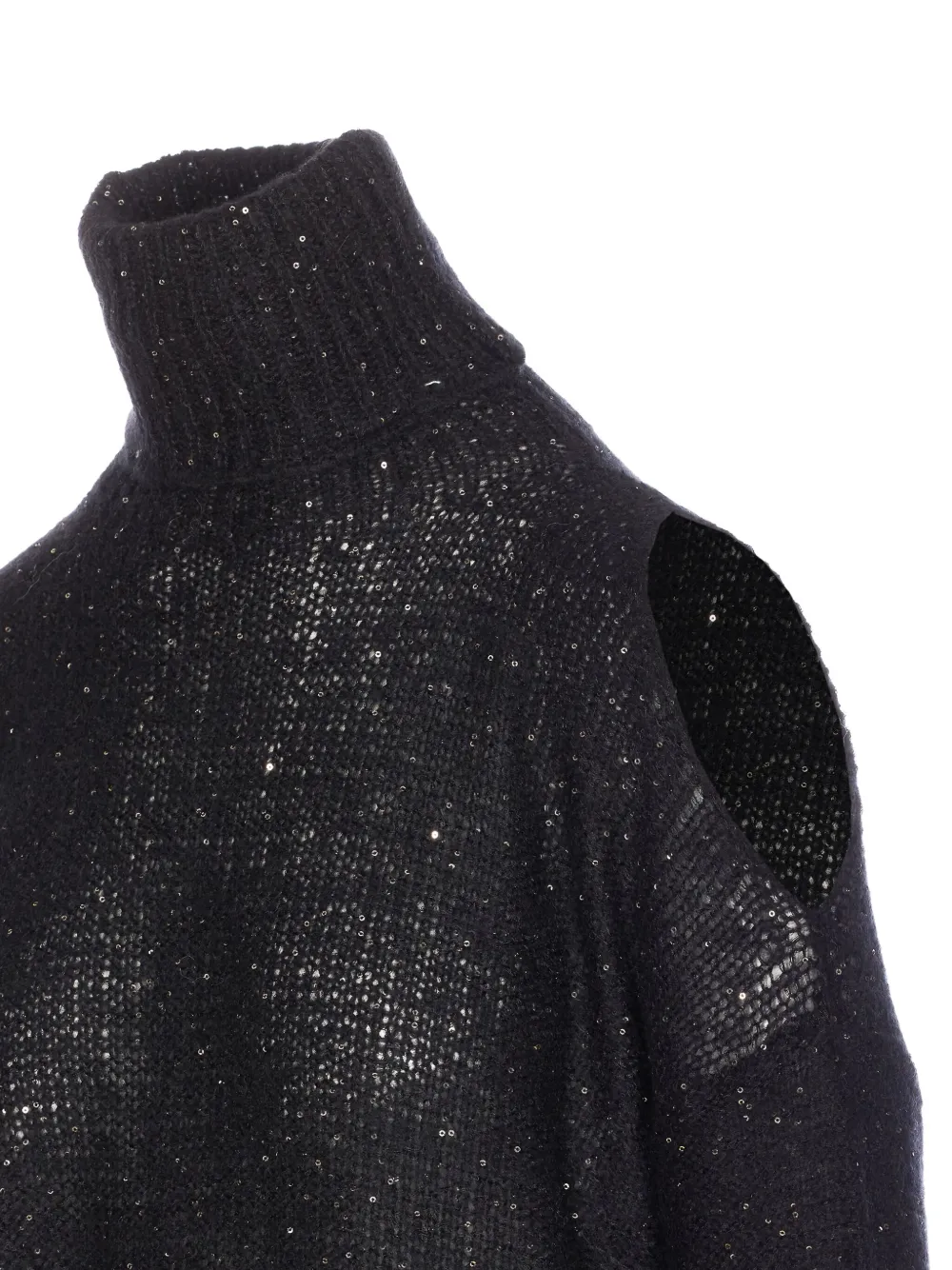 Roberto Collina Turtleneck Sweater Cut-out Shoulder In Black