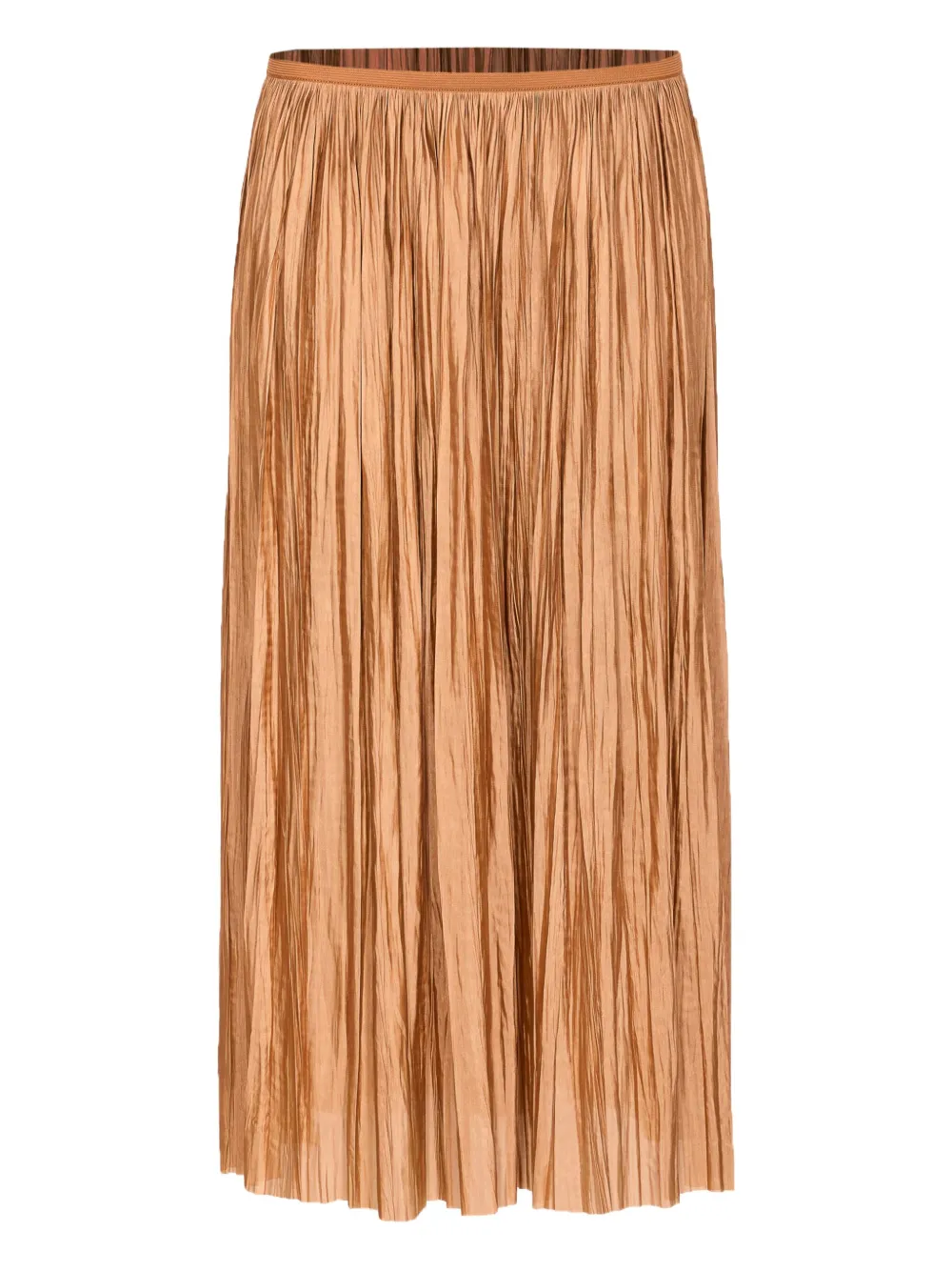 Roberto Collina Midi Pleated Skirt Elastic Waistband In Brown