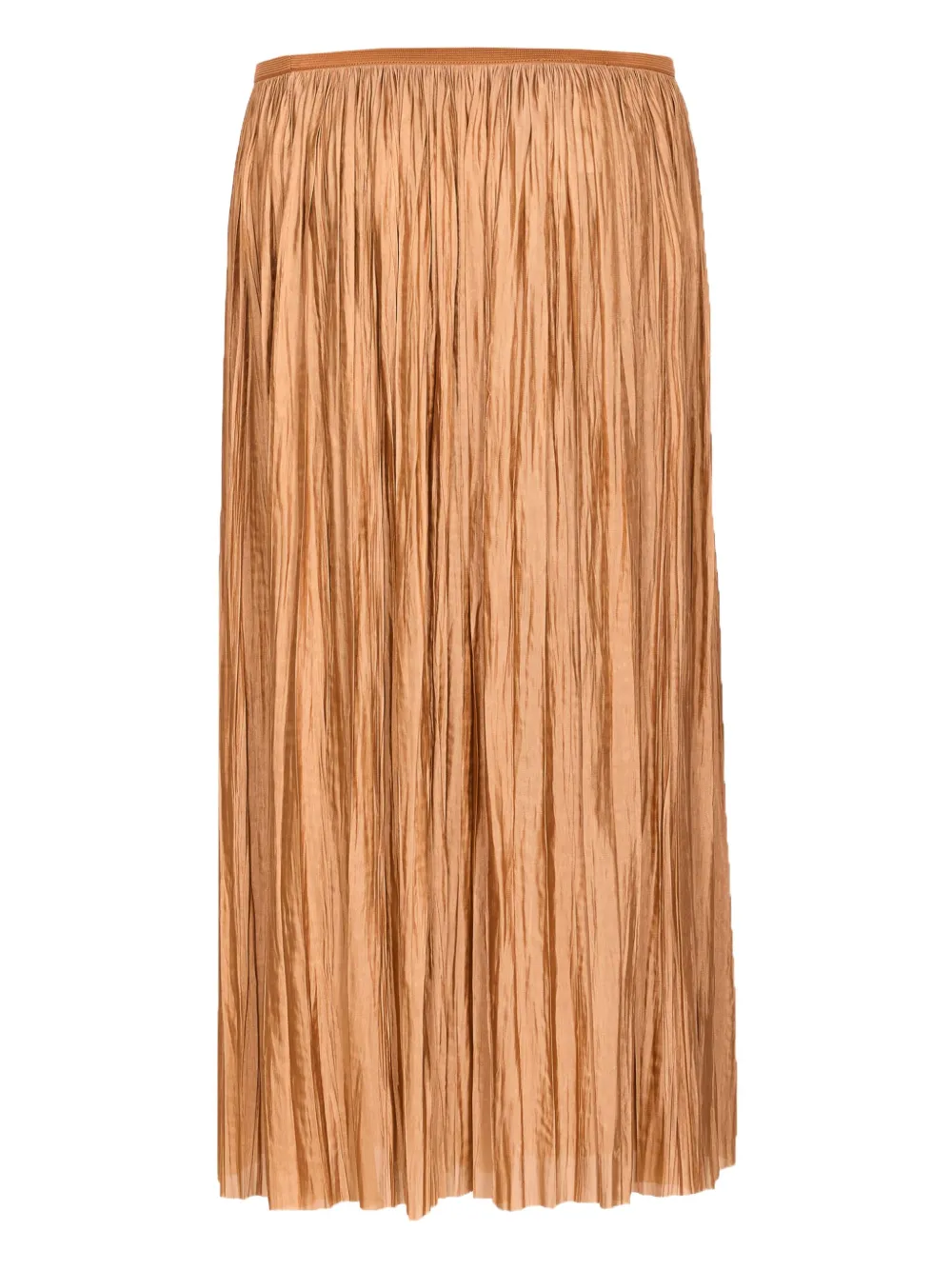 Roberto Collina Midi Pleated Skirt Elastic Waistband In Brown
