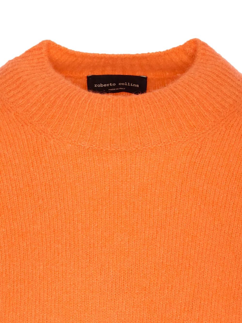 Roberto Collina Soft Knit Sweater With Ribbed Cuffs And Hem In Orange