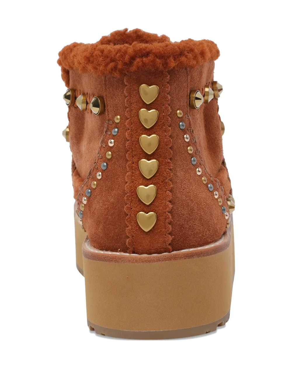 Kurt Geiger Mansion Cosy Studded Round-toe Boots In Brown