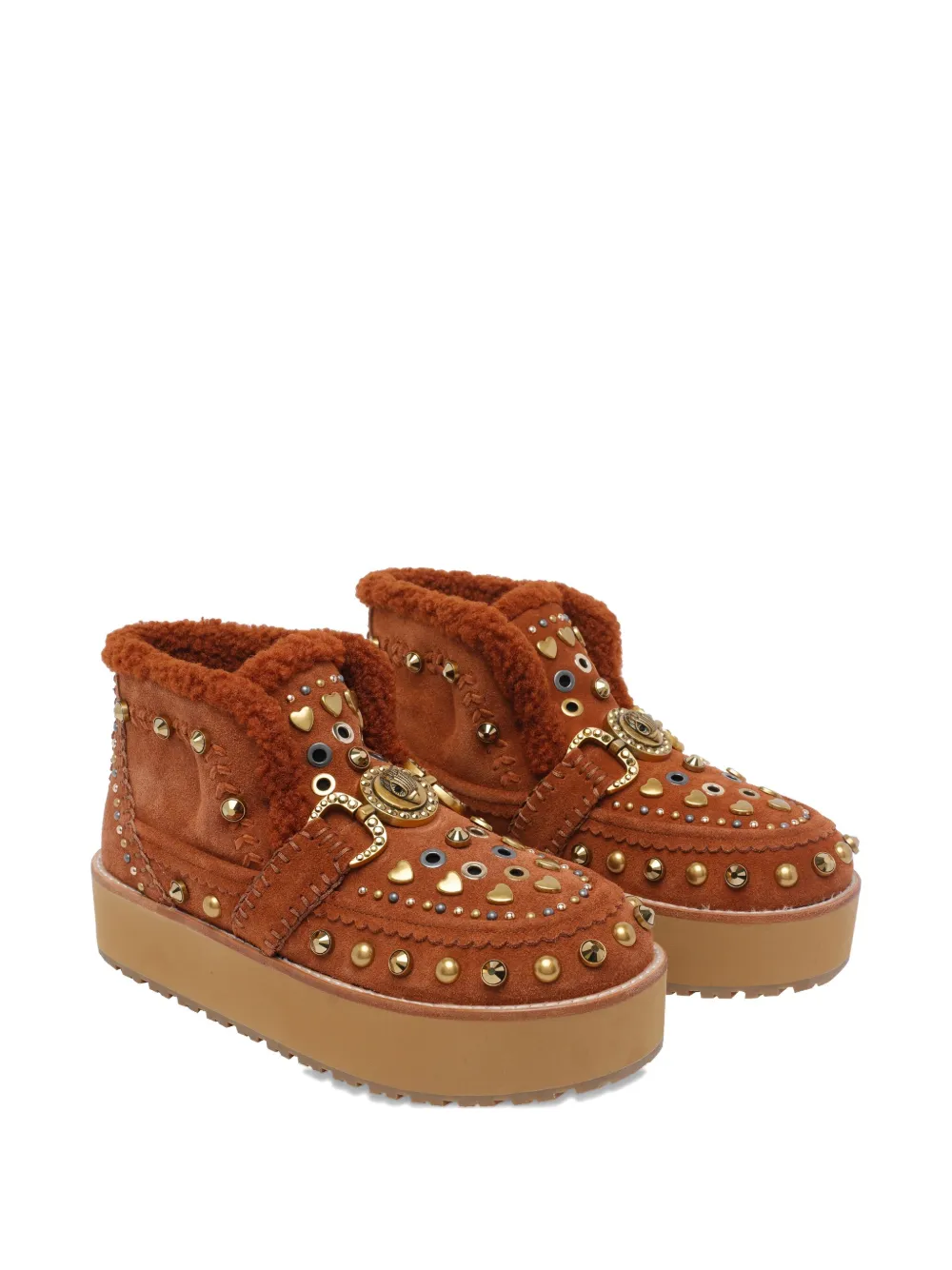 Kurt Geiger Mansion Cosy Studded Round-toe Boots In Brown