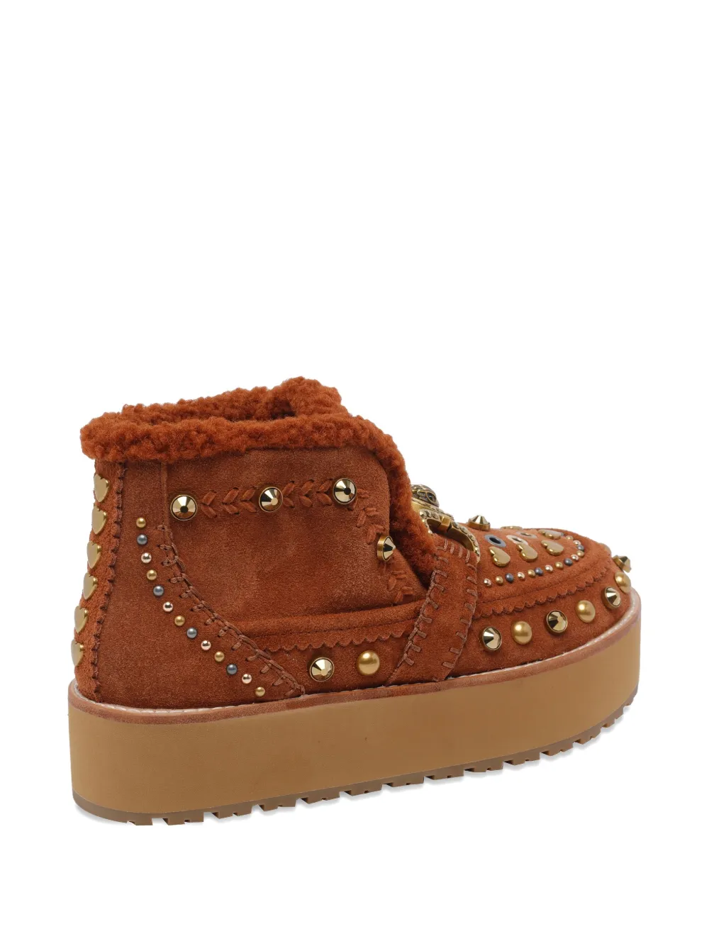 Kurt Geiger Mansion Cosy Studded Round-toe Boots In Brown