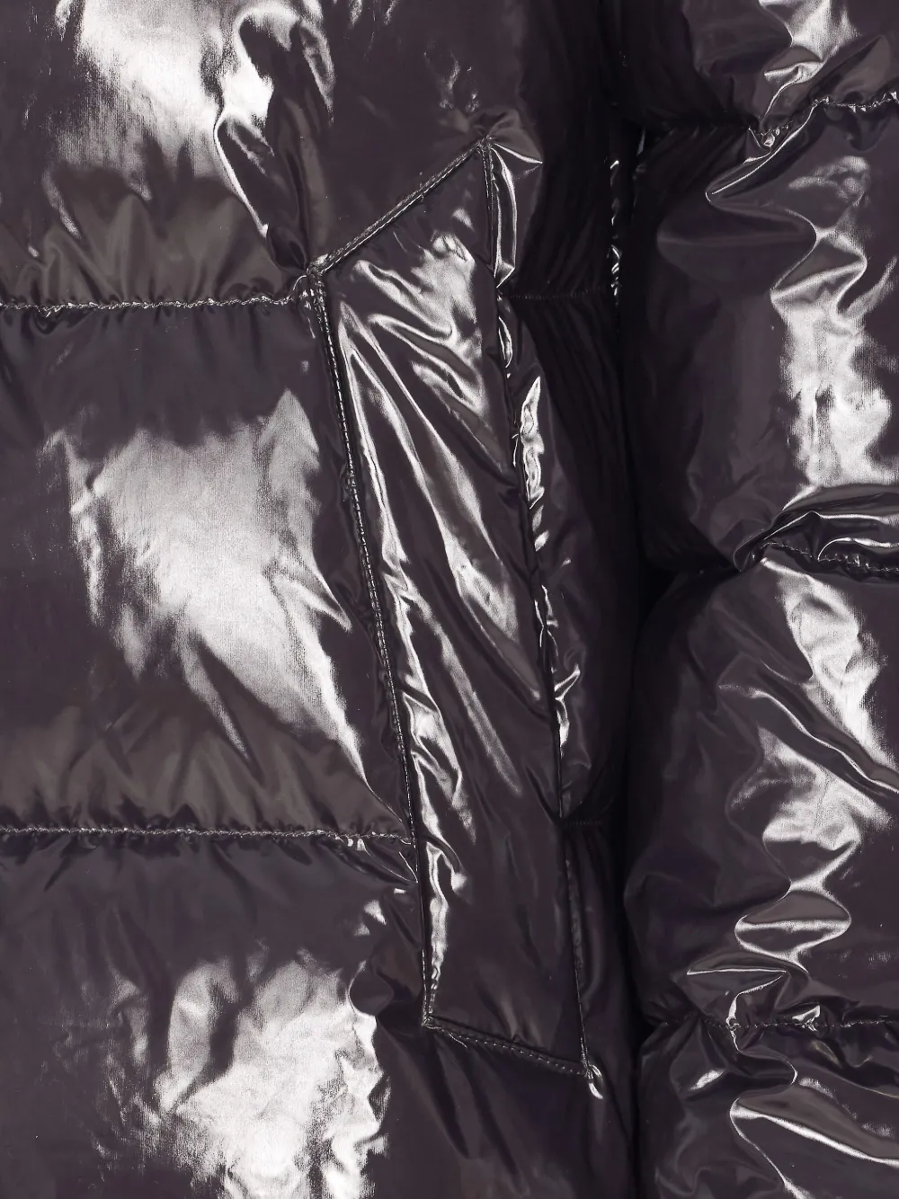 Herno Medium Length Glossy Padded Jacket In Black